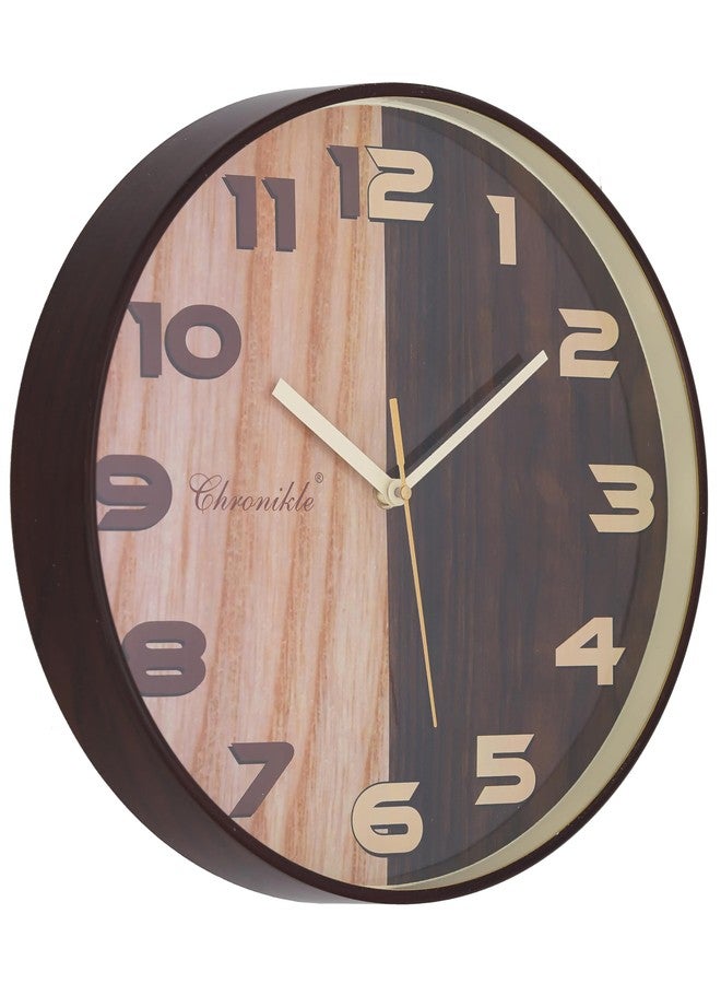 CHRONIKLE Beautiful Analog English Number Brown Round Plastic Case Wall Clock for Home Office Decor Living Room Bedroom (Size: 29.5 x 4 x 29.5 CM | Weight: 450 Gram) - Image 1